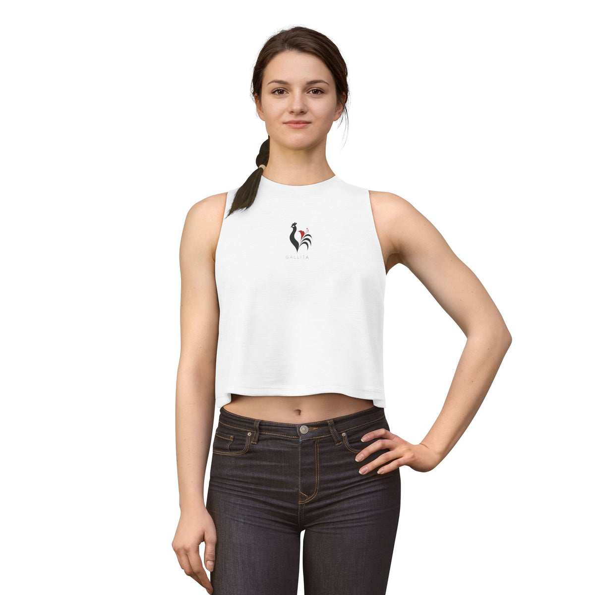 Women's Crop Top with Minimal Rooster Graphic
